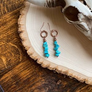 Boho western Copper O Turquoise Stack Earrings